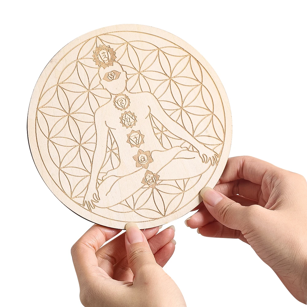 Mat Pilates Yoga - 15CM Laser Engraving 7 Chakra Meditation